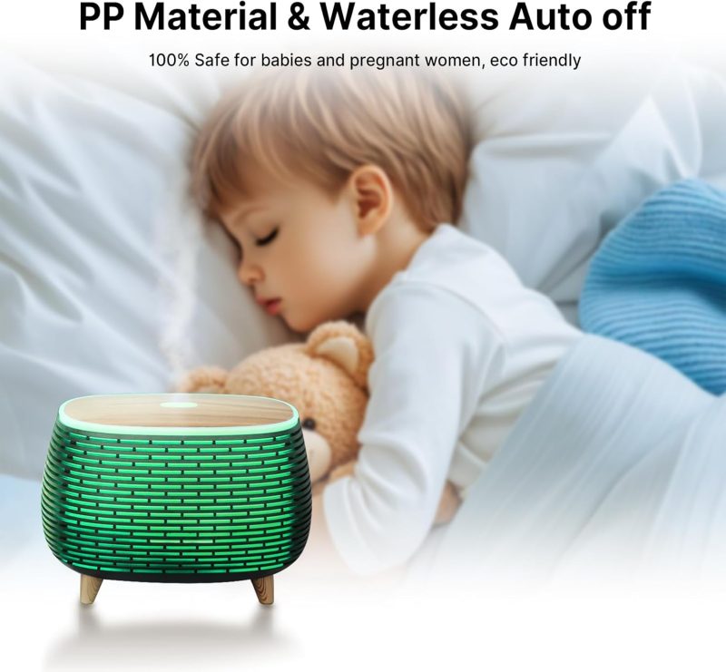 Essential Oil Diffuser, 400ml Aromatherapy Diffuser for Essential Oils, Ultrasonic Diffuser with 2 Mist Modes, Cool Mist Humidifier with 7 LED Color Lights and Auto-Off Safety, for Large Room Office - Image 2