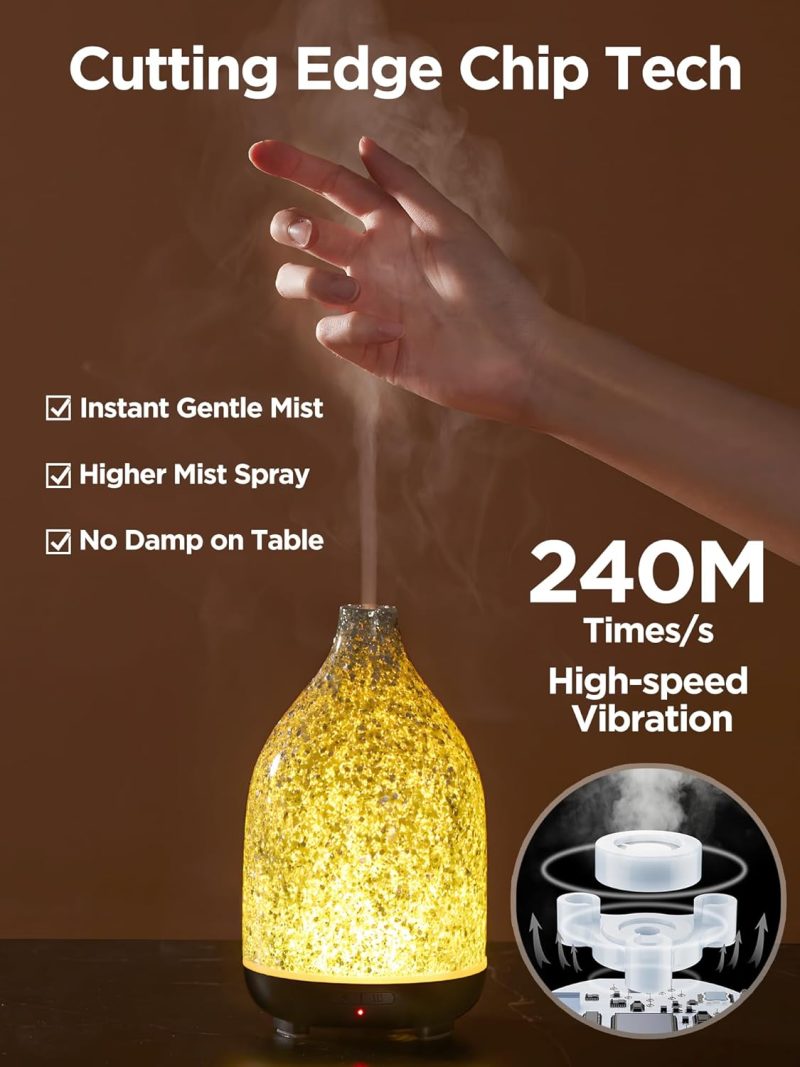 NiceFEN Oil Diffuser, Aromatherapy Diffuser for Essential Oils 150ml Scent Diffuser Ultrasonic Cool Mist Humidifier with 2 Mist Modes 7 Color Lights - Image 5