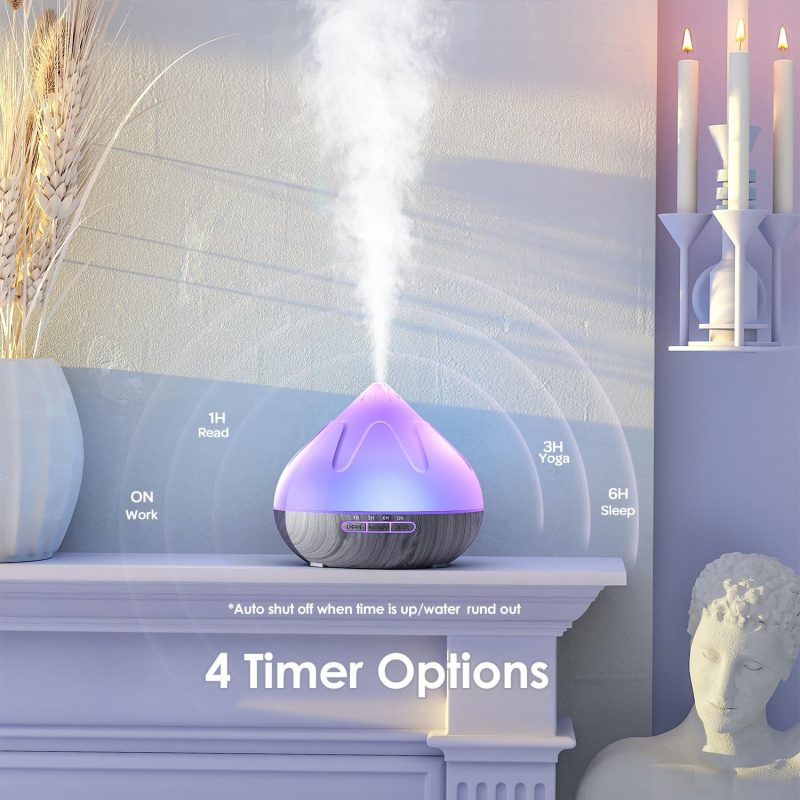 WS-30000BL Aroma Diffuser with Essential Oils Set, 500 ML Essential Oil Diffuser with Remote Control, Humidifier with 14 Color Lights - Image 6