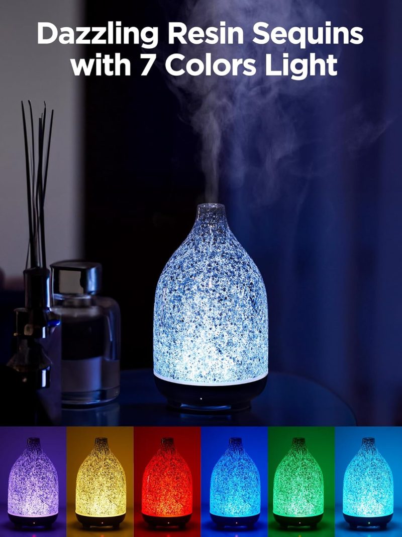 NiceFEN Oil Diffuser, Aromatherapy Diffuser for Essential Oils 150ml Scent Diffuser Ultrasonic Cool Mist Humidifier with 2 Mist Modes 7 Color Lights - Image 2