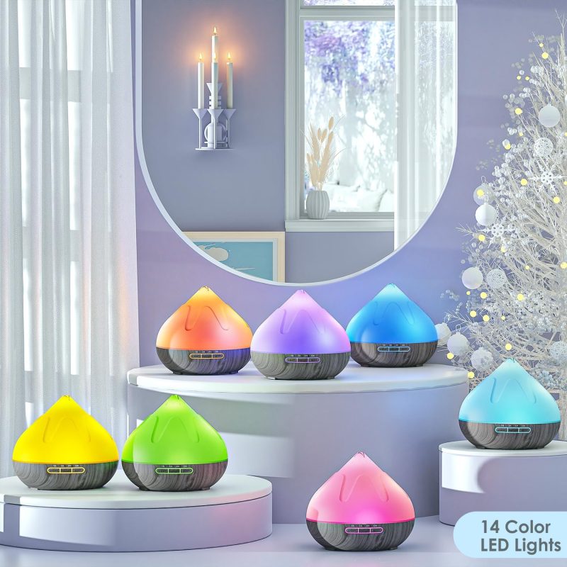 WS-30000BL Aroma Diffuser with Essential Oils Set, 500 ML Essential Oil Diffuser with Remote Control, Humidifier with 14 Color Lights - Image 3